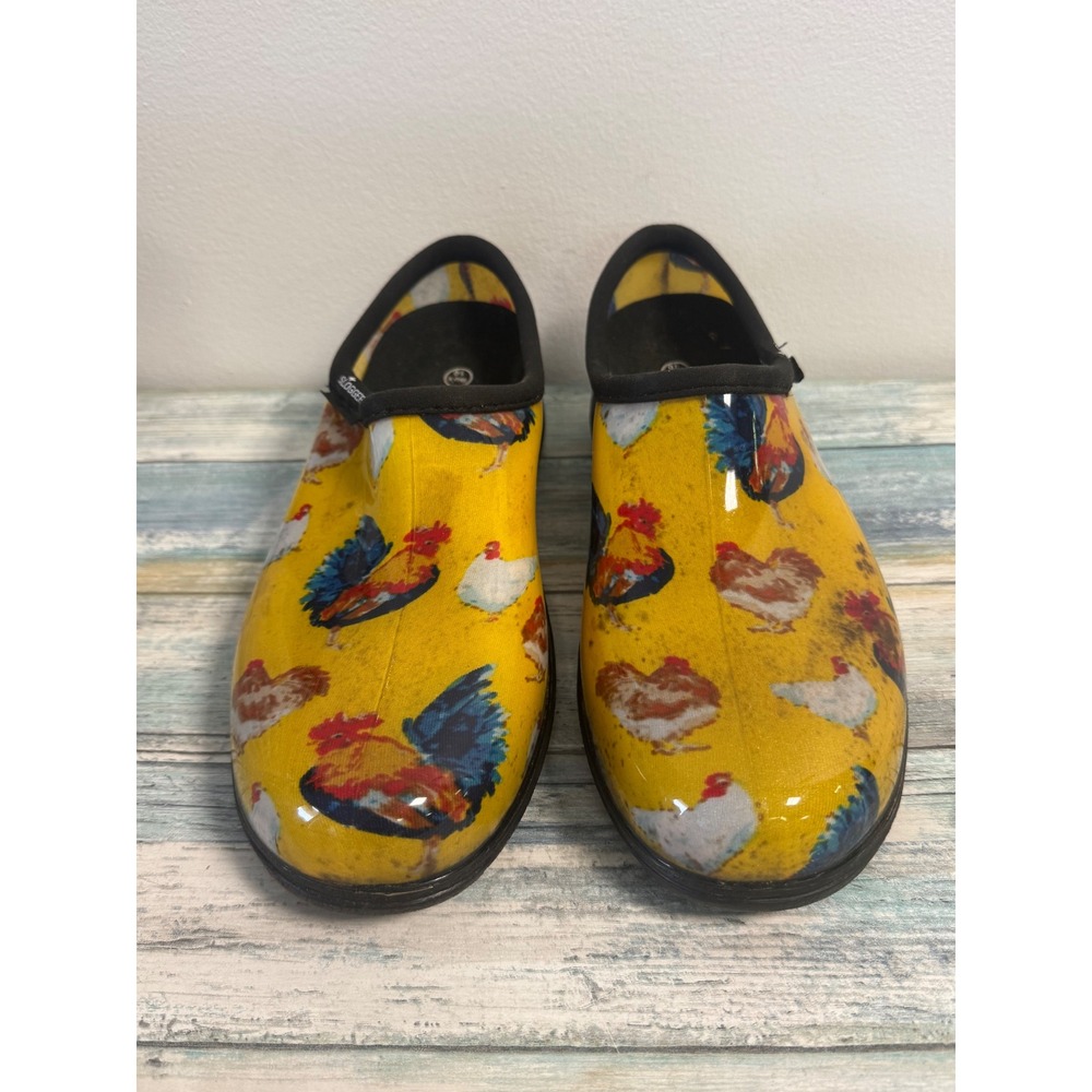 Sloggers Women Yellow Chicken Print Waterproof Garden Shoes Clogs Size 10 USA - Picture 2 of 8